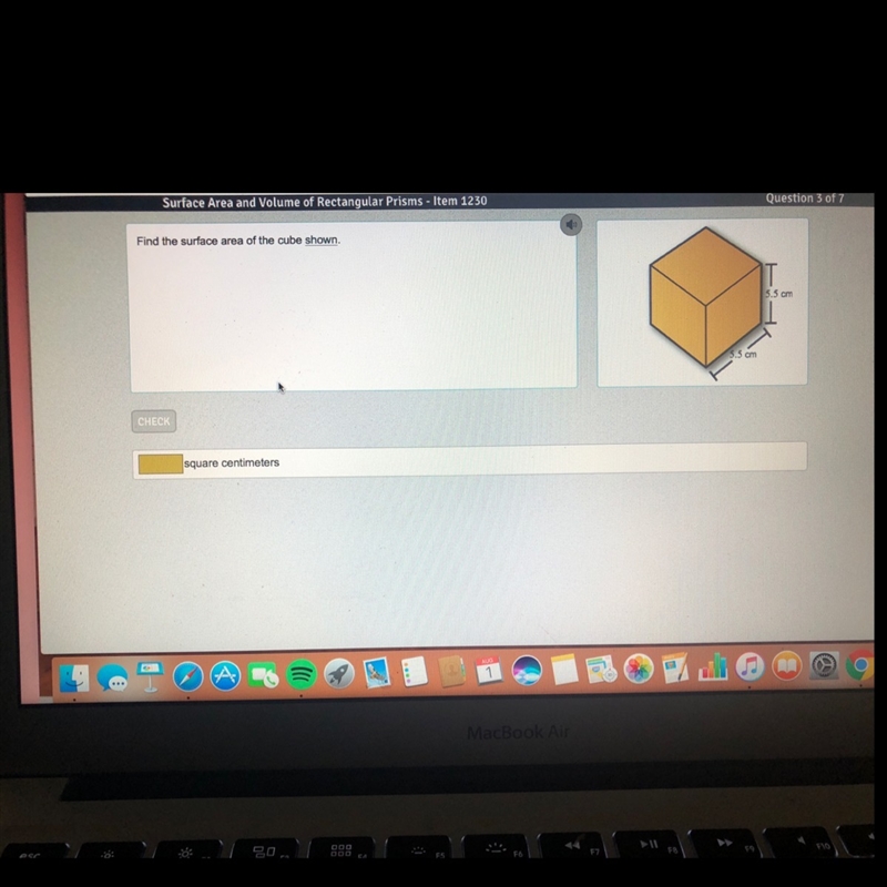 Find the surface area of the cube shown.-example-1