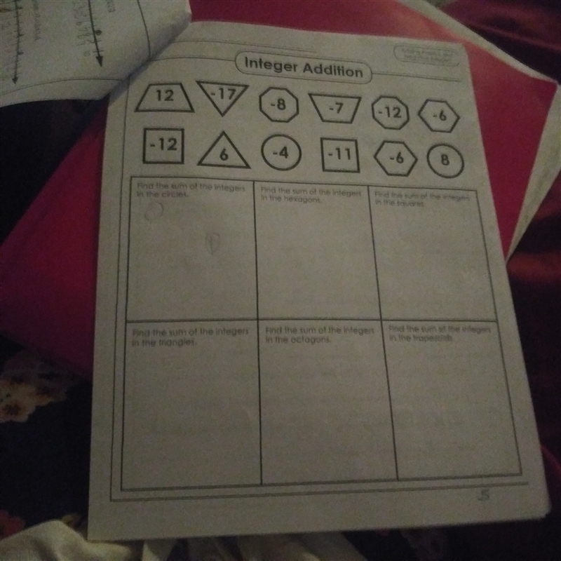 Find the sum of the integers in the circle. I dont know what to do....What do I do-example-1