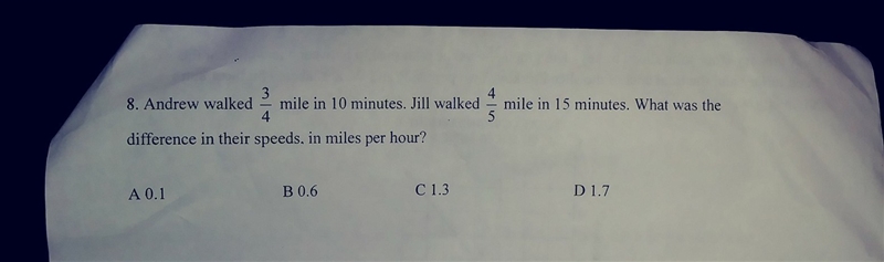 Andrew walked 3/4 mile in 10 minutes-example-1