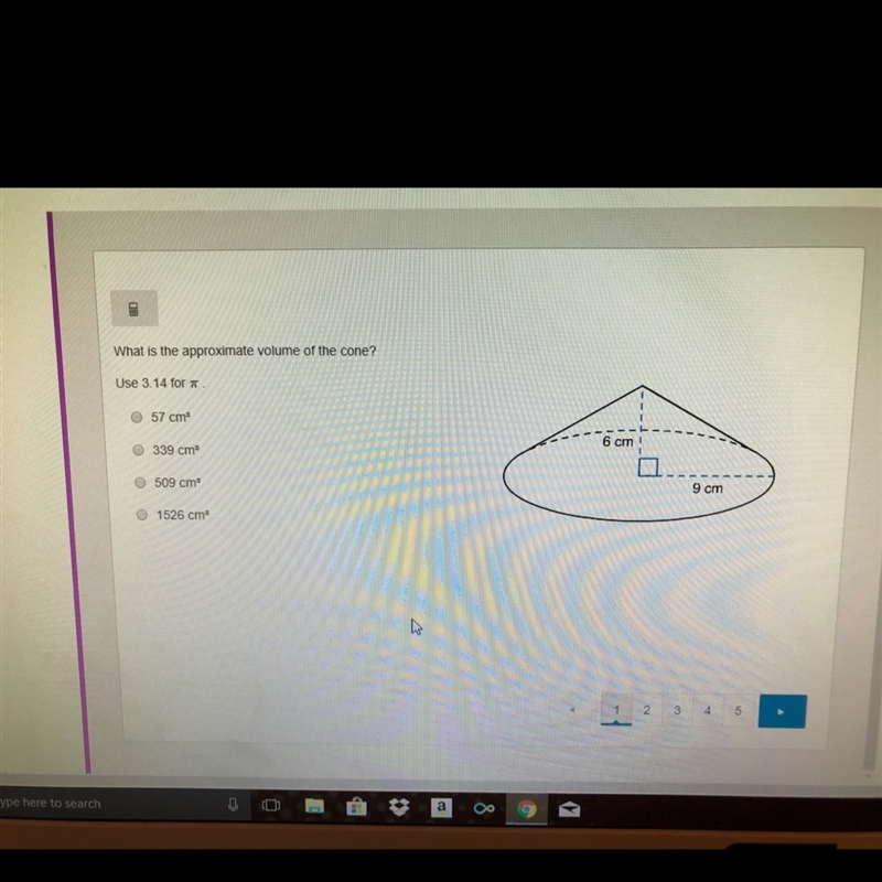 What is the approximate volume of the cone? Use 3.14 for pi-example-1