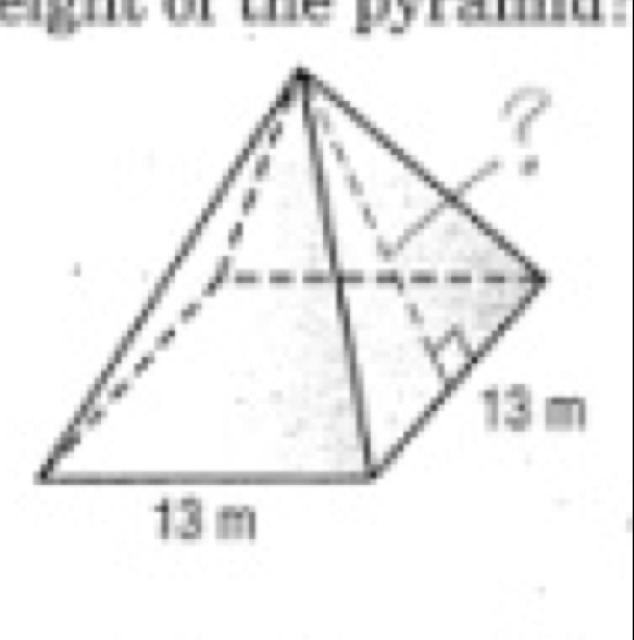 The surface area of the pyramid below is 533 square meters. What is the slant height-example-1