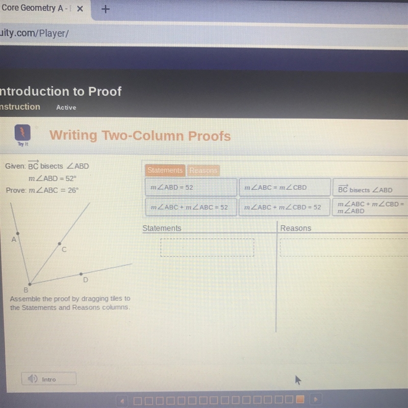 Assemble the proof by dragging tiles to the statements and reasons columns. PLEASE-example-1