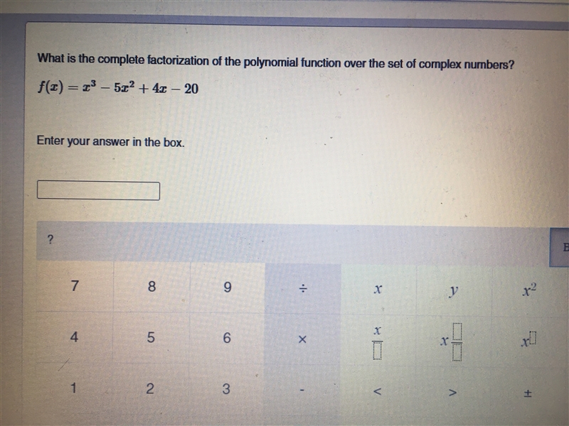 What is the complete factorization of the polynomial function over the set of complex-example-1