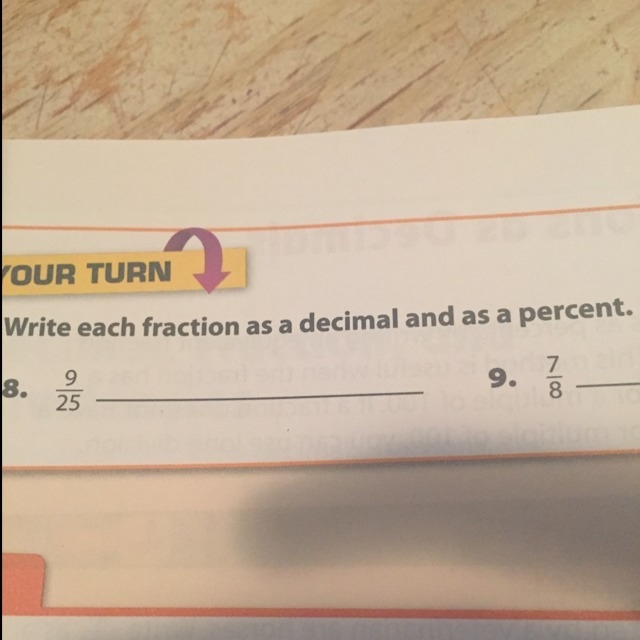 Both fractions as a percent and decimal-example-1