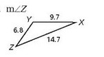 The measure of angle Z = ______ degrees ( round to the nearest degree)-example-1