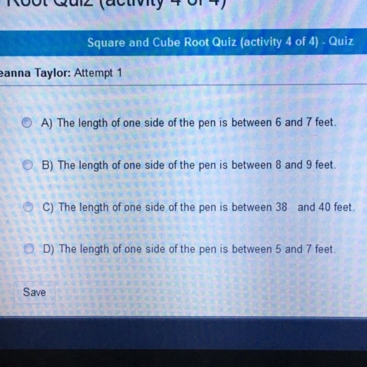 Alexa has a square shaped pen for her rabbit the area enclosed in the pen is 75 square-example-1