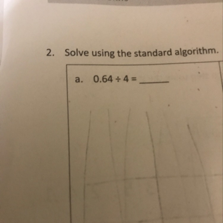 What is 0.64 divided by 4 in standard algorithm-example-1