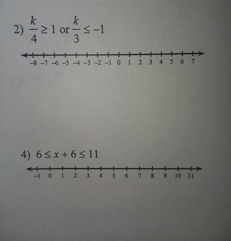 Can you help me solve each compound inequality and graph it's solution? 2 and 4 please-example-1