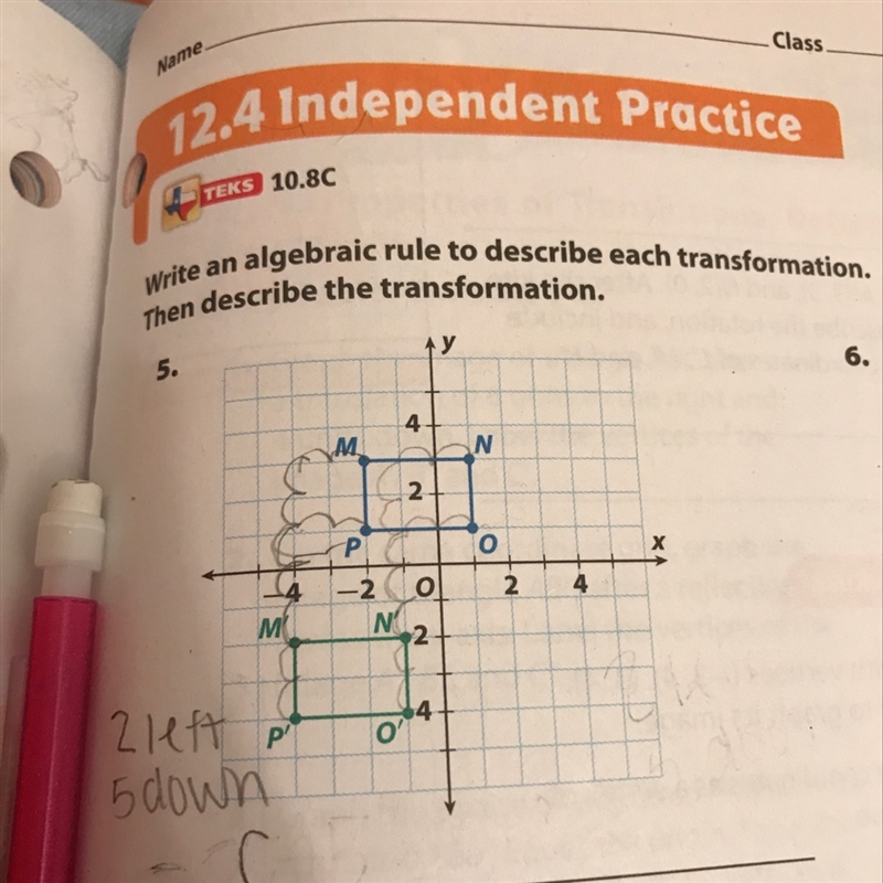 IM SO LOST !!!! The question is write an algebraic rule to describe each transformation-example-1