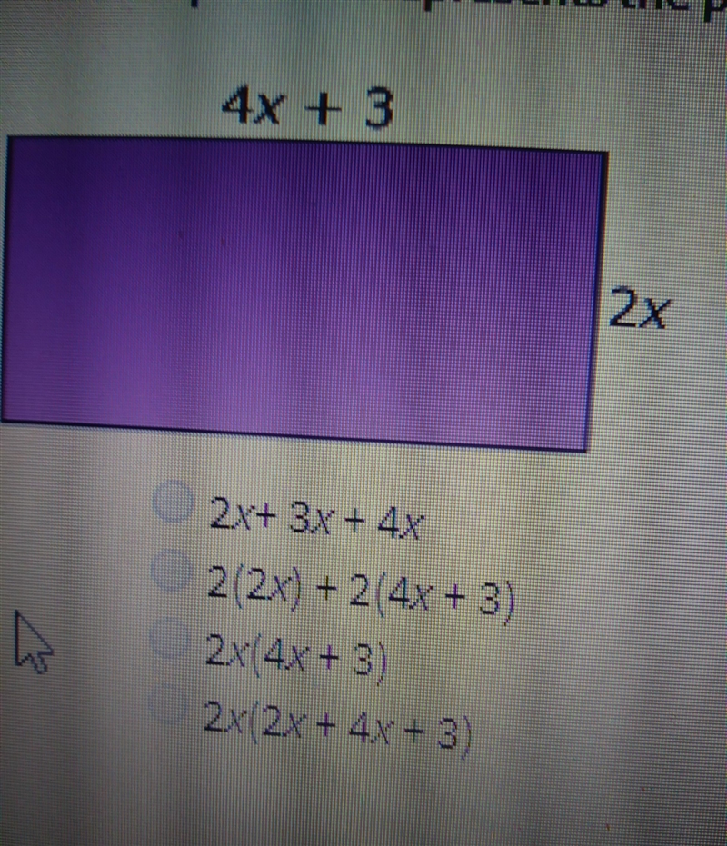 Which expression represents the perimeter of the model shown below? PLEASE HELP-example-1