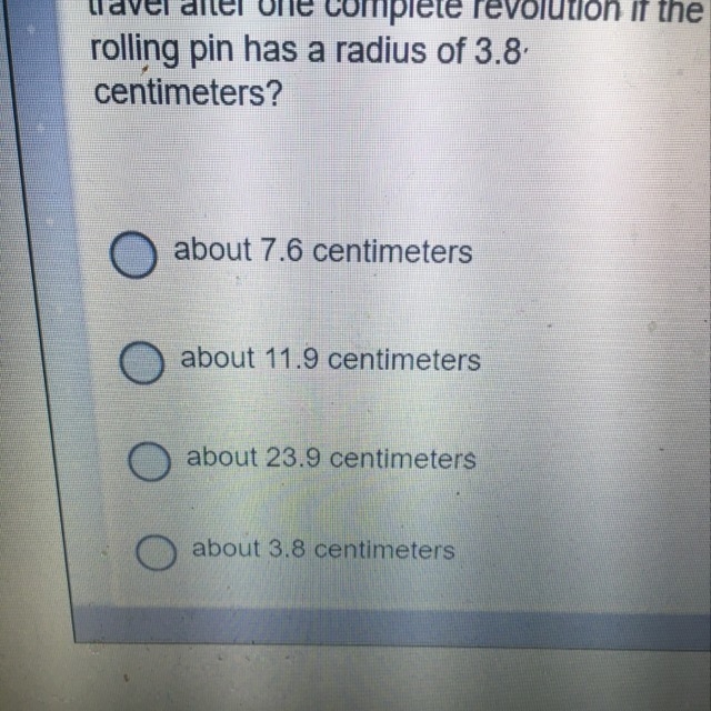 How far does a point on a rolling pin travel after one complete revolution if the-example-1