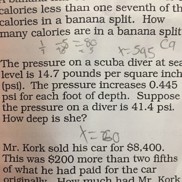 How deep is she? And how do I do the math to find the answer?-example-1