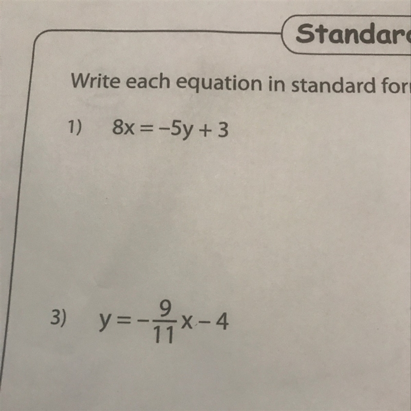 Equation in standard form 8x=-5y+3-example-1