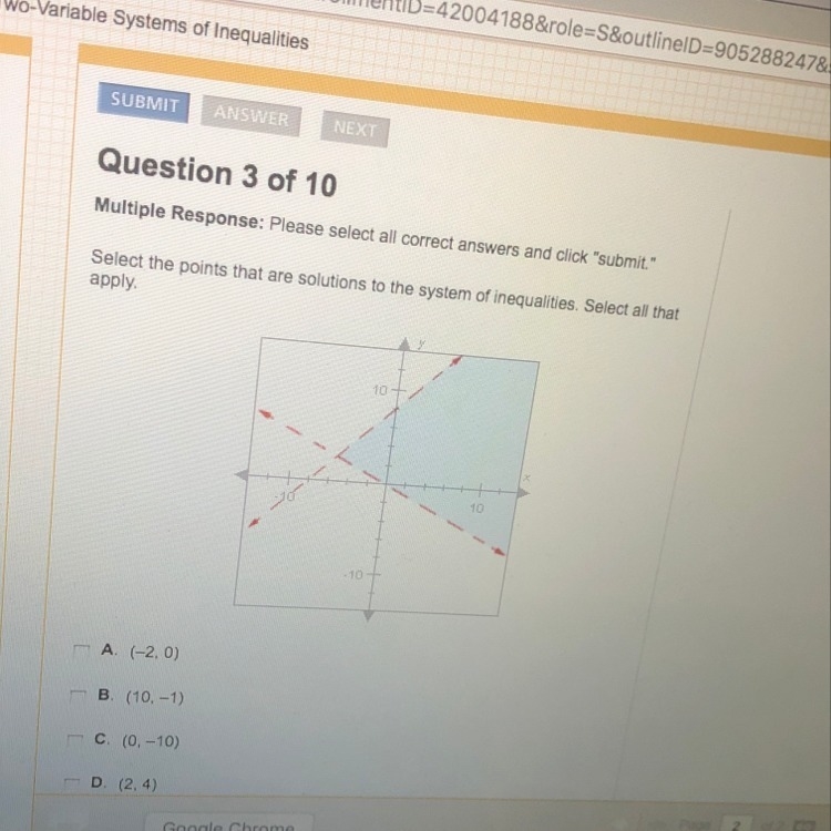 What points are solutions to the system set of inequalities. Select all that apply-example-1