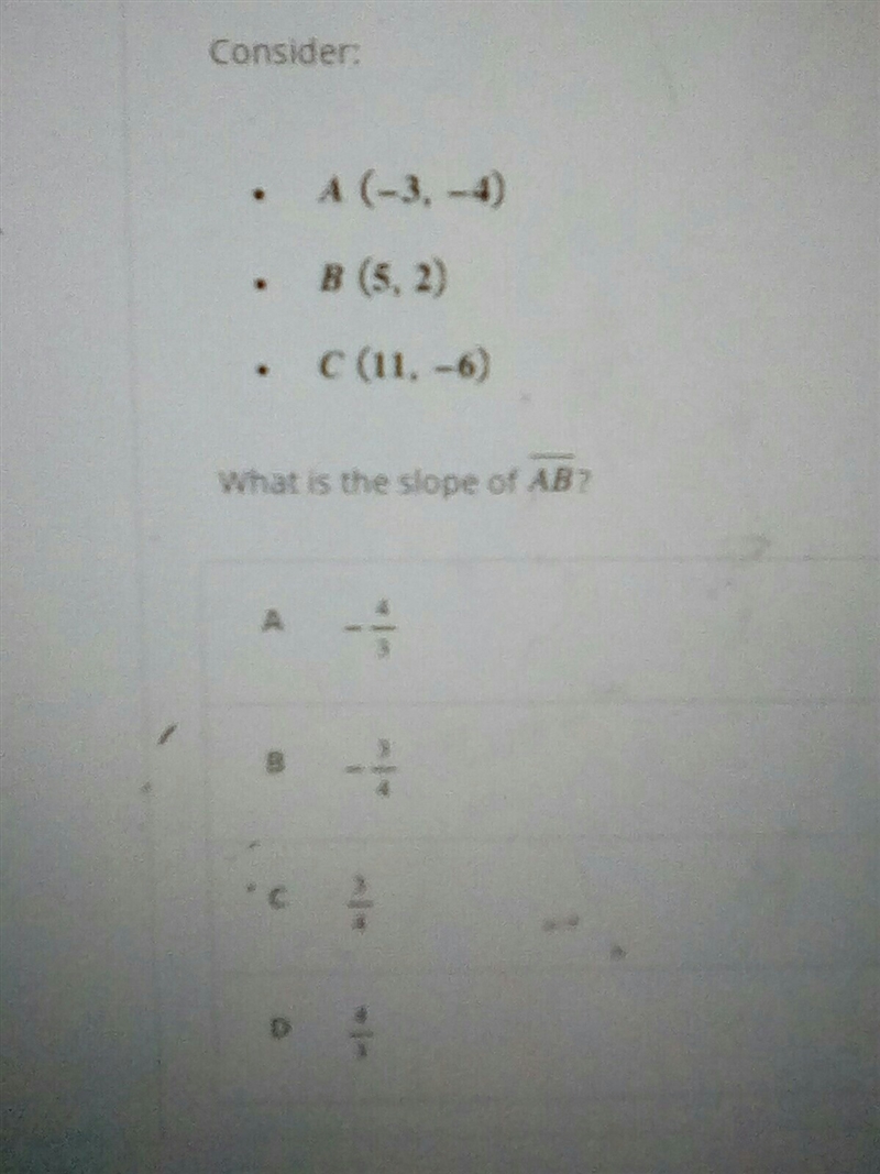 What is the slope of AB?-example-1