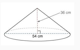 What is the exact surface area of this right cone A.1944 pi cm sq B.5346 pi cm sq-example-1