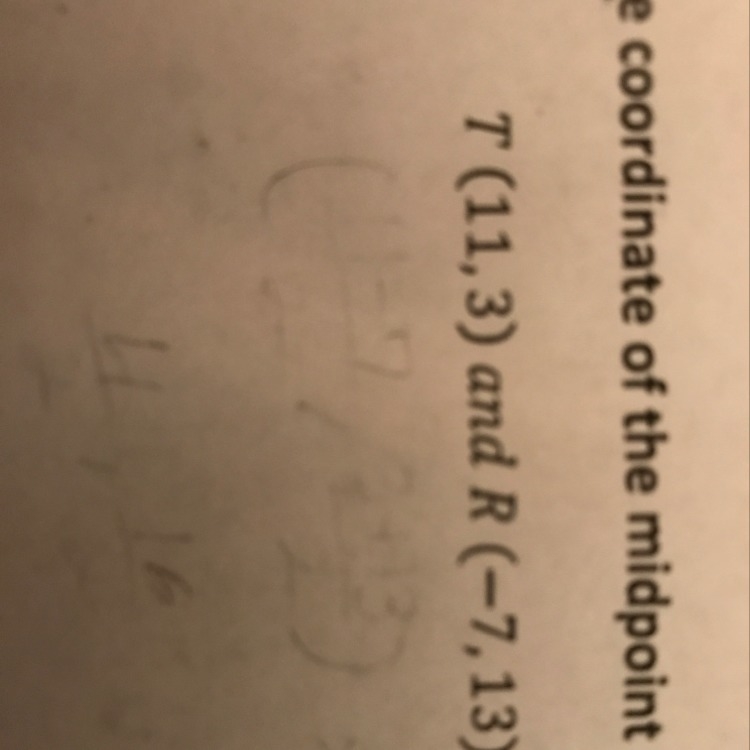 Find a the coordinate of the midpoint M given the two endpoints-example-1