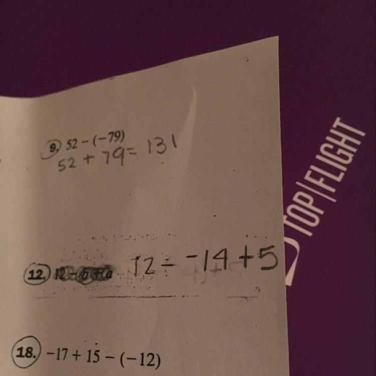 12+ -14 + 5 evaluate the expression-example-1