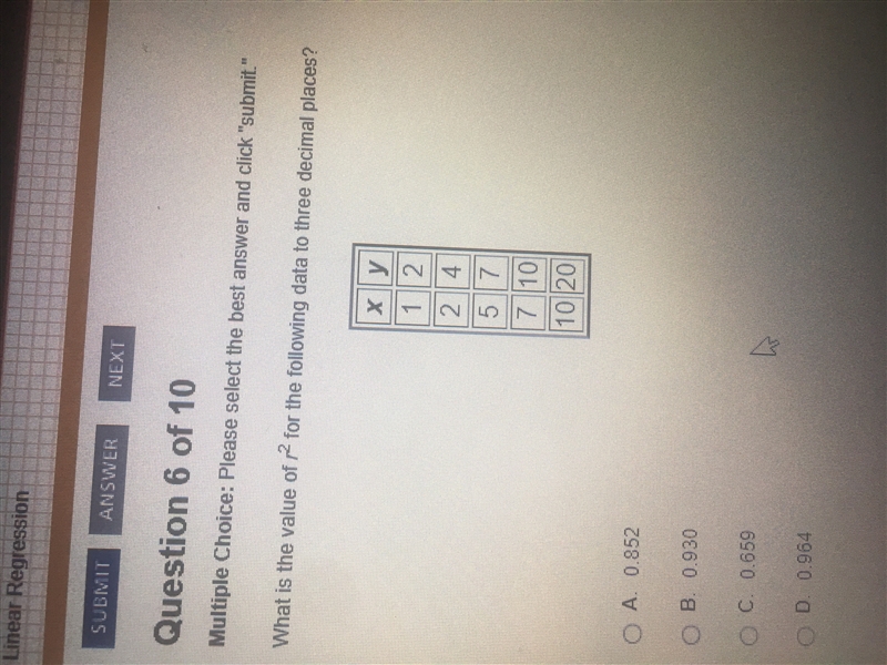 What is the value of r^2 for the following data to three decimal places-example-1