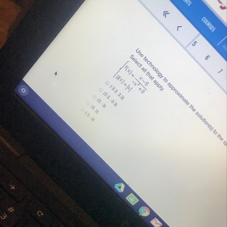 Use technology to approximate the solution(s) to the system of equations to the nearest-example-1