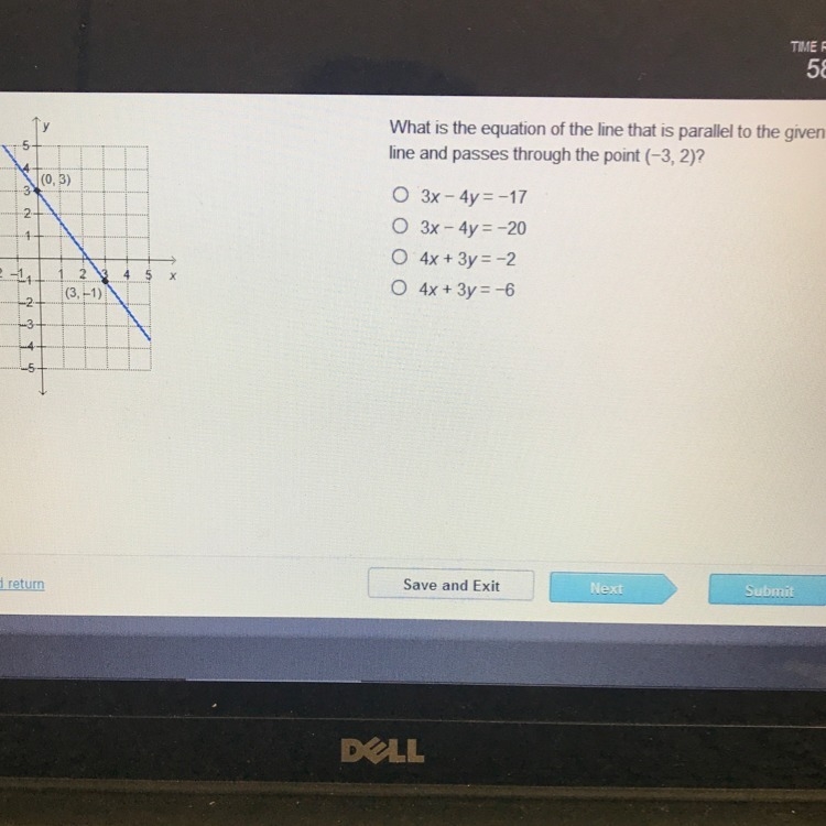 what is the equation of the line that is parallel to the given line and passes through-example-1