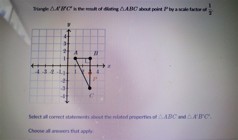 Select all correct statements about the related properties of triangleABC and triangle-example-1