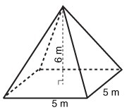 What is the volume of the square pyramid shown below? A. 150 m 3 B. 50 m 3 C. 20 m-example-1