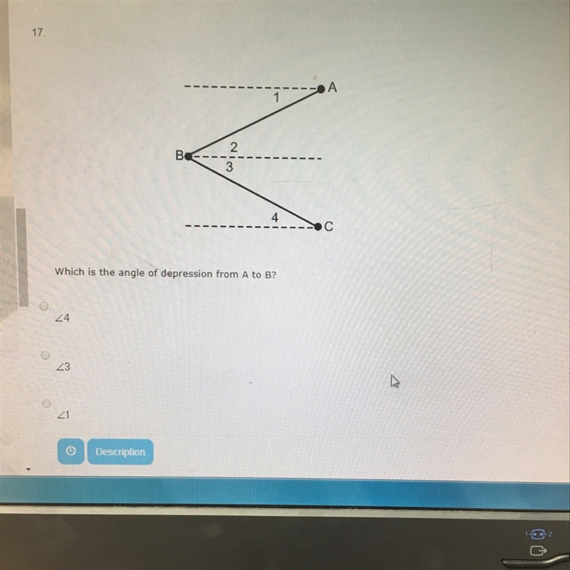 Which is the angle of the depression from A to B?-example-1