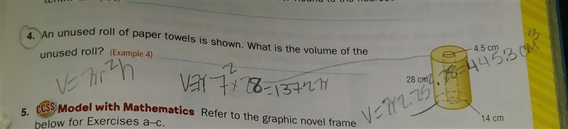 \pi7^(2) * 28 - \pi2.25 {}^(2) * 28-example-1