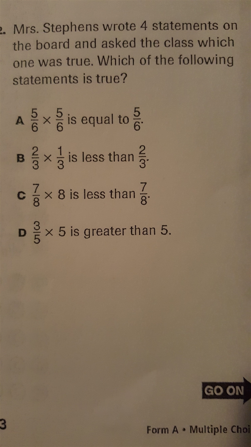 Mrs Stephens wrote 4 statements on the board and asked the class which one was true-example-1