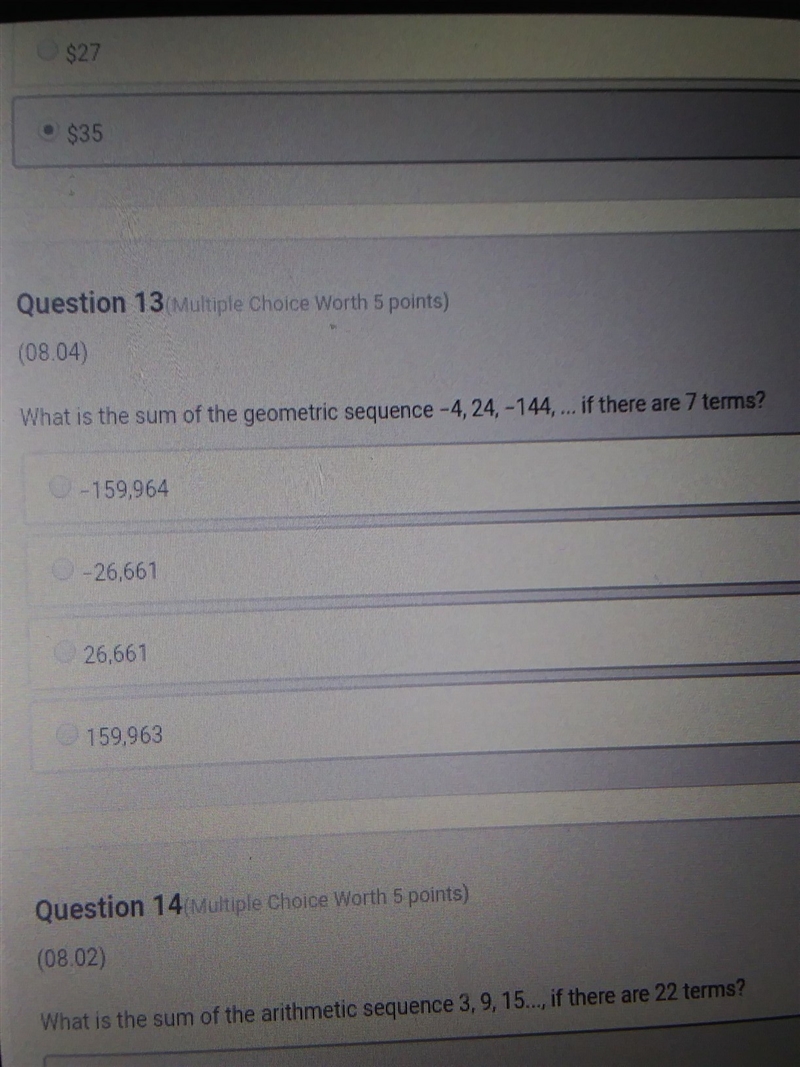 What is the sum of the geometric sequence -4, 24, -144 if there are 7 terms-example-1