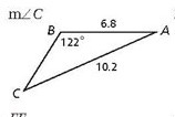 The measure of angle C = ____ degrees (round to the nearest degree)-example-1