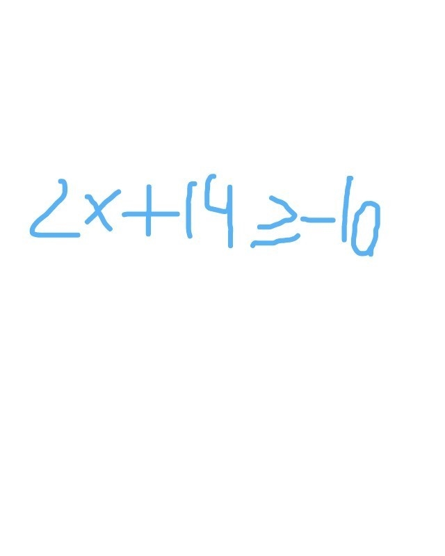 Negative ten is no less than two times a number plus fourteen-example-1