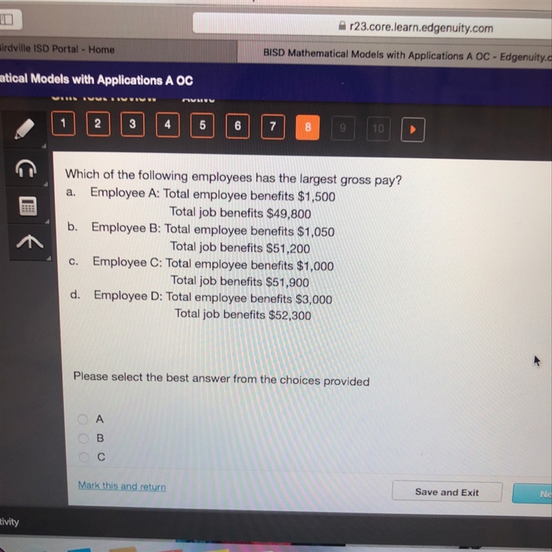 Which of the follow employees has the largest gross pay?-example-1