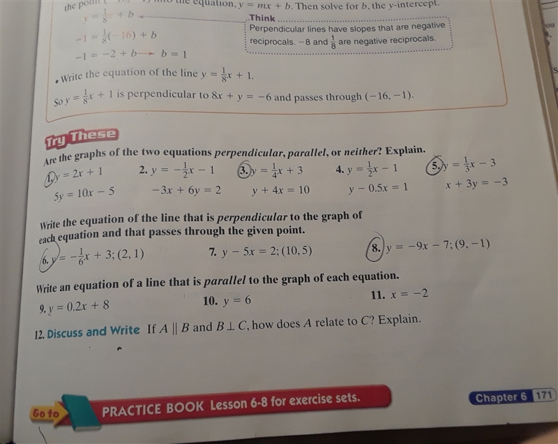 Parallel and perpendicular lines only circled problems-example-1