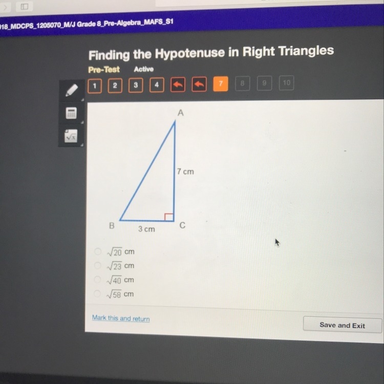 What is the length of the hypotenuse of the triangle?-example-1