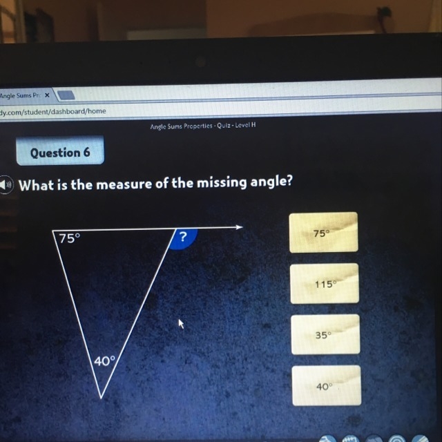 What is the measure of the missing angle-example-1