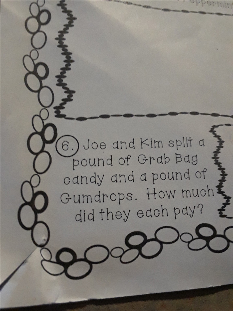 Joe and kim split a pound of grab bag and gumdrops. how much did they each pay-example-1