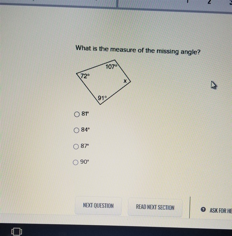 What is the measure of the missing angle-example-1