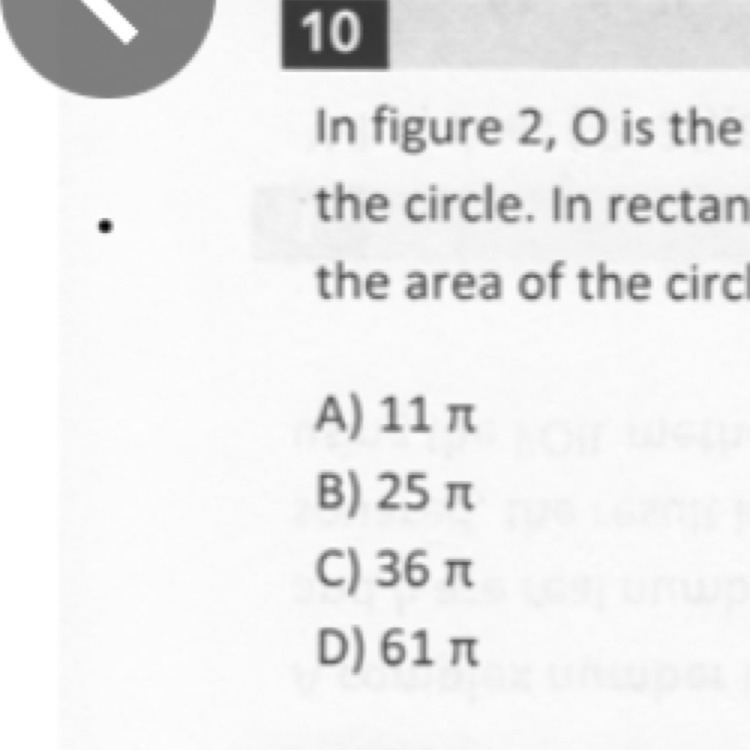 In figure 2, O is the center of the circle and B is a point on the circle. In rectangle-example-1