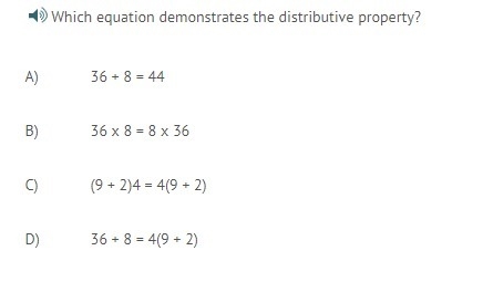 Which equation demonstrates the distributive property?-example-1