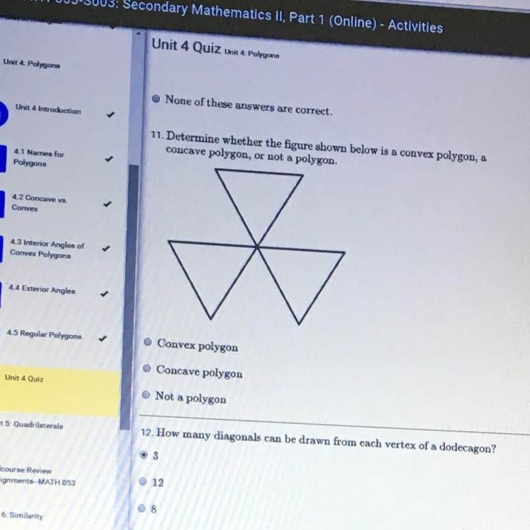 Determine whether the figure shown below is a convex polygon a concave polygon or-example-1