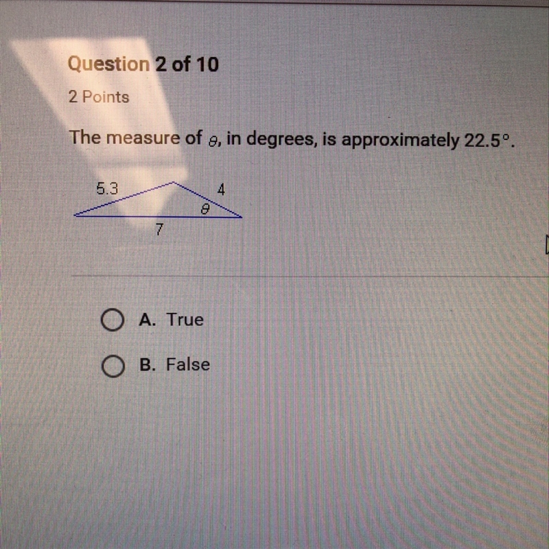 The measure of 0 in degrees is approximately 22.5-example-1