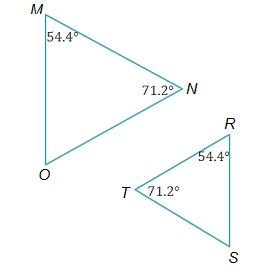 PLEASE HELP!!!!!Lorie correctly determines that for the triangles below, the statement-example-1