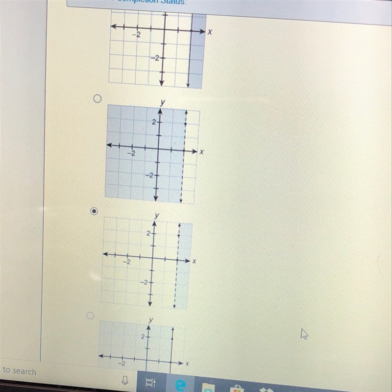 Which is the graph of x is greater than or equal to 2-example-1