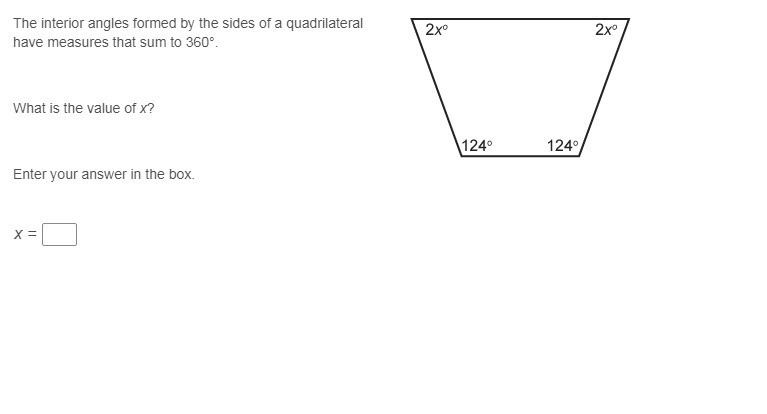 The interior angles formed by the sides of a quadrilateral have measures that sum-example-1