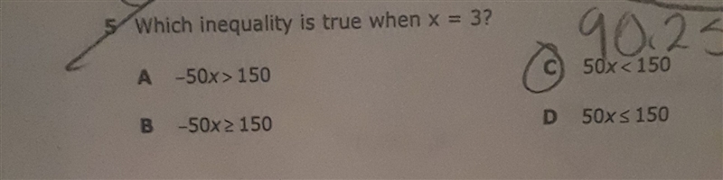 What inequality is true when x=3-example-1