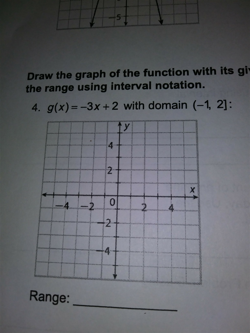 G(x)=-3x+2 with a domain of (-1,2) what is the range-example-1