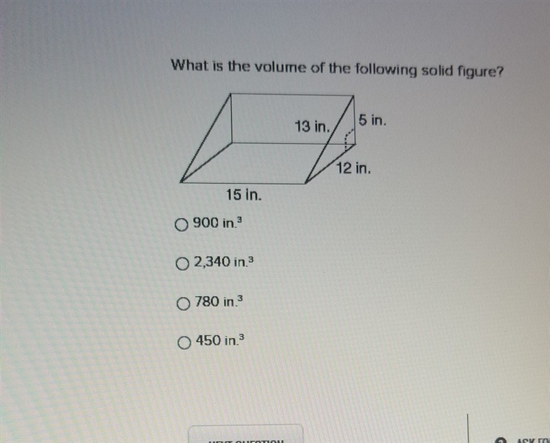 What is the volume of the following solid figure-example-1