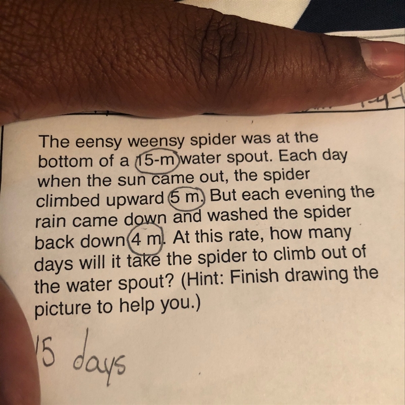 How many days will it take the spider to climb out of the water spout?-example-1